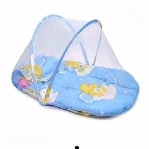 Foldable Mobile Baby Bed With Net (Blue)