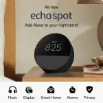 Amazon Echo Spot -smart Alarm Clock With Vibrant Sound + Alexa- Black