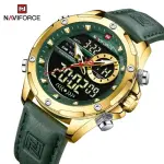 Naviforce Leather Green Strap Unique Men's Luxury Wrist Watch