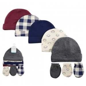 Baby Cap And Mitten Set - 8pcs